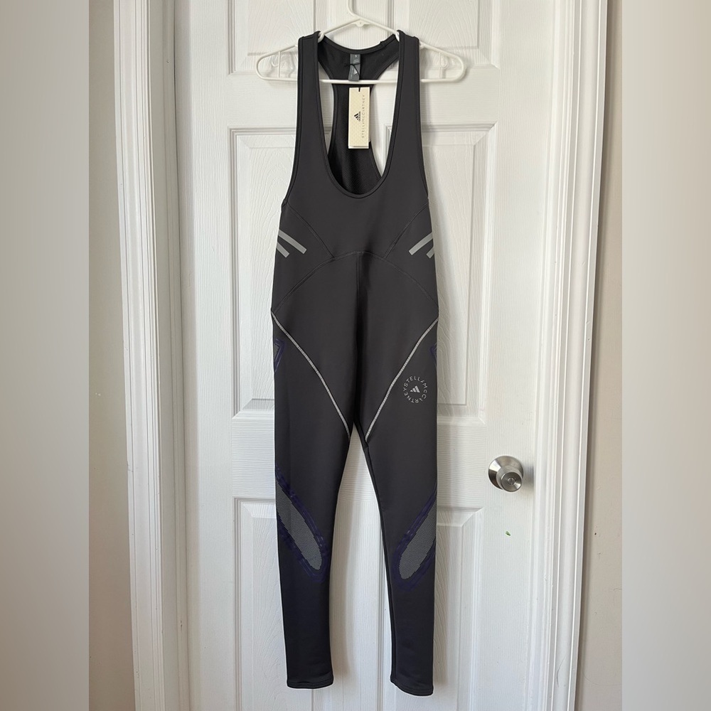 Adidas Stella McCartney Bib Tights Jumpsuit Black Gray Women's Small - Picture 3 of 11